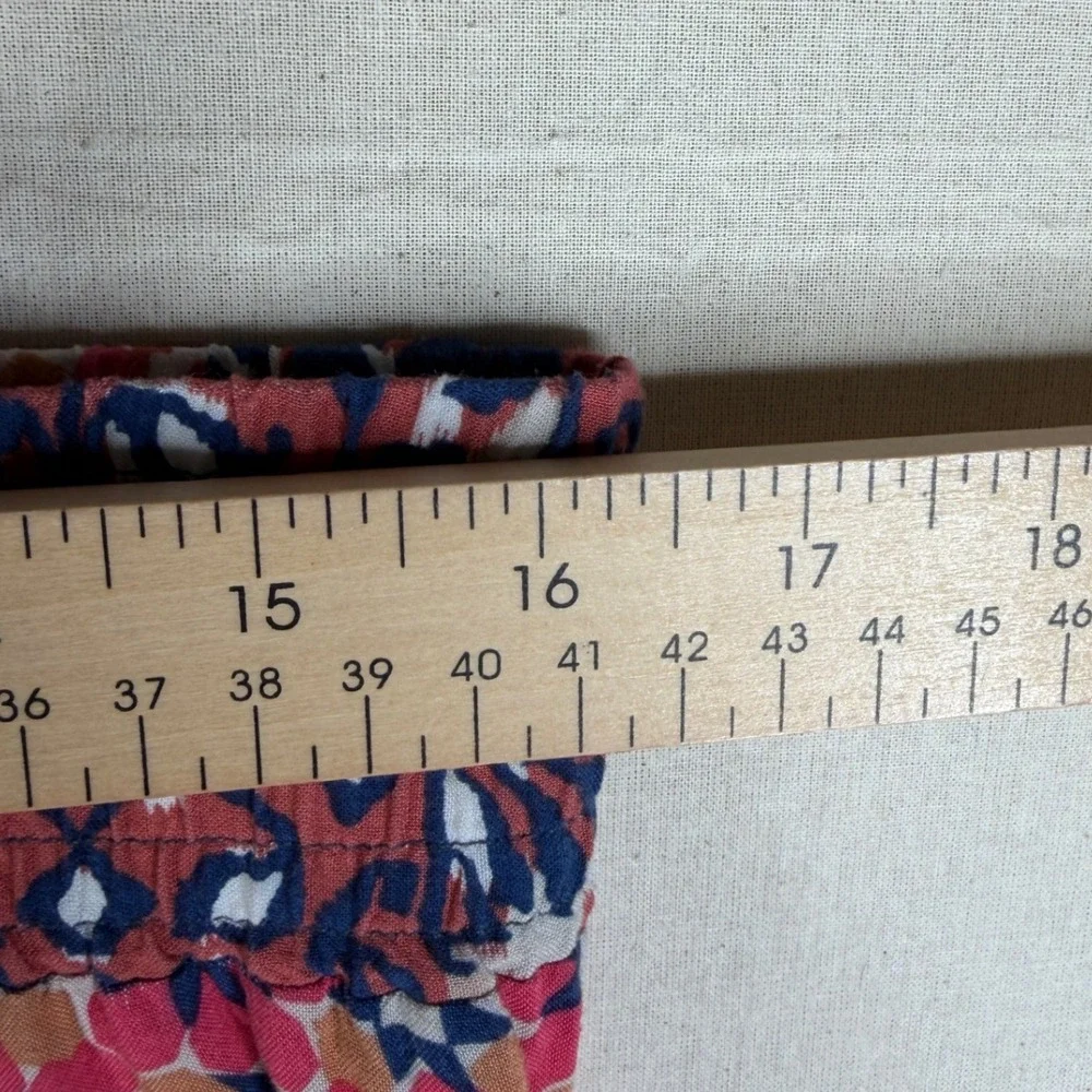 Cabi Elastic Waist Colorful Tiered Floral Print Skirt size Medium Red/Blue #5053